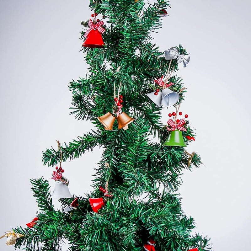 MACLARONX Christmas Jingle Bells Metal Decorative Bells Xmas Tree Ornaments for Wreath Holiday Crafts Rustic Home Hanging Decor Wind Chimes, Red White Gold (6 Pcs) - Image 5